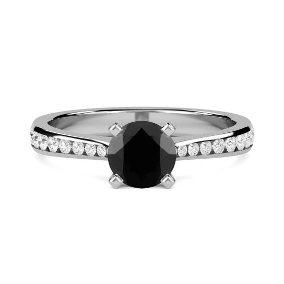 Black Diamond Shoulder Set Ring