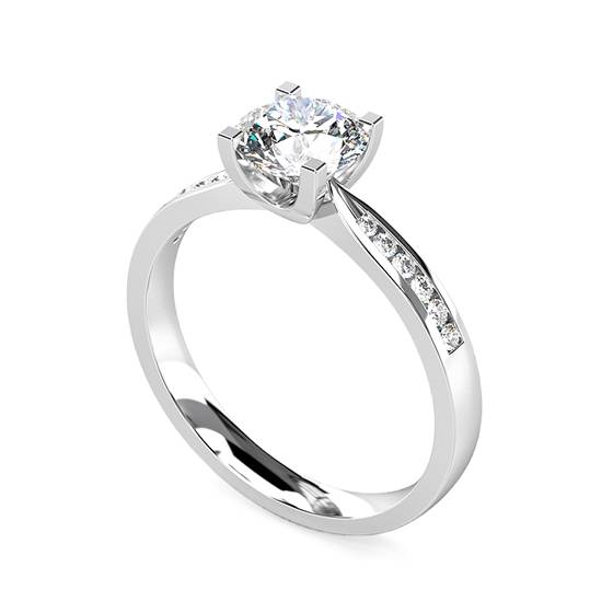 1.24ct VVS2/D Lab Grown Round Diamond Shoulder Set Ring in 18k White Gold