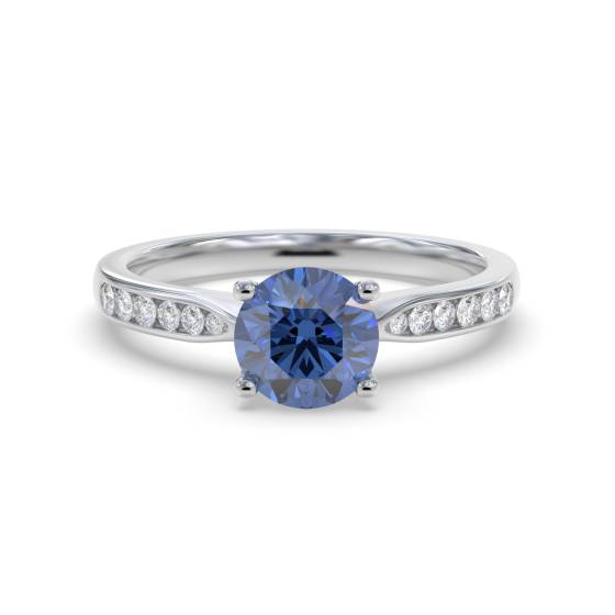 Round Blue Sapphire and Diamond Ring