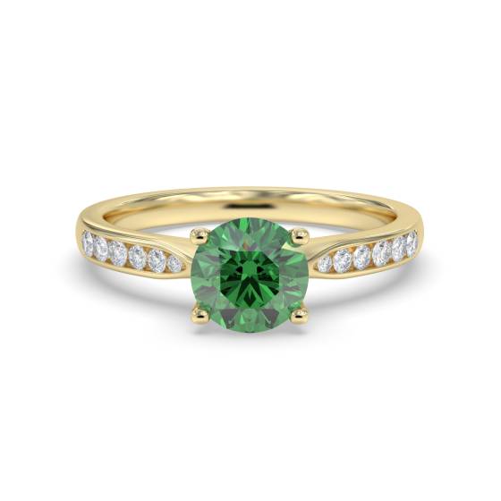 Round Emerald and Diamond Ring