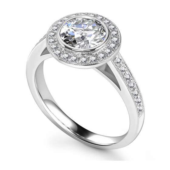 1.20ct VVS2/D Lab Grown Round Diamond Shoulder Set Ring in Platinum
