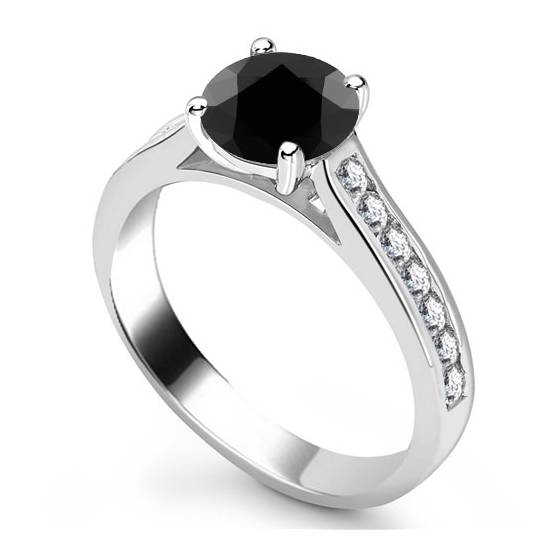 Black Diamond Shoulder Set Ring