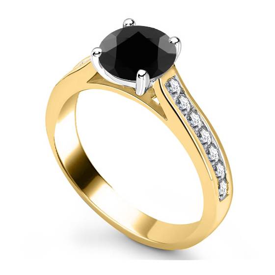 Black Diamond Shoulder Set Ring