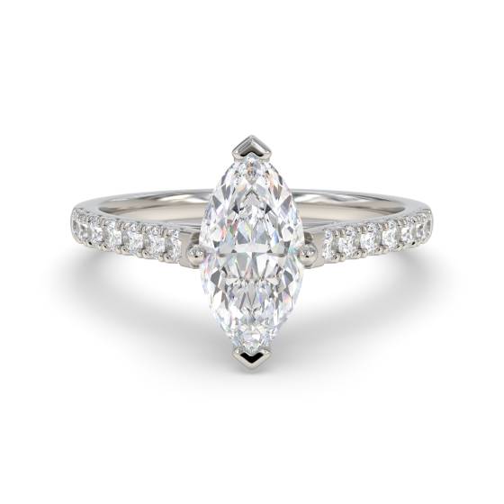 1.00ct VS2/D Marquise Cut Natural Diamond Shoulder Set Ring