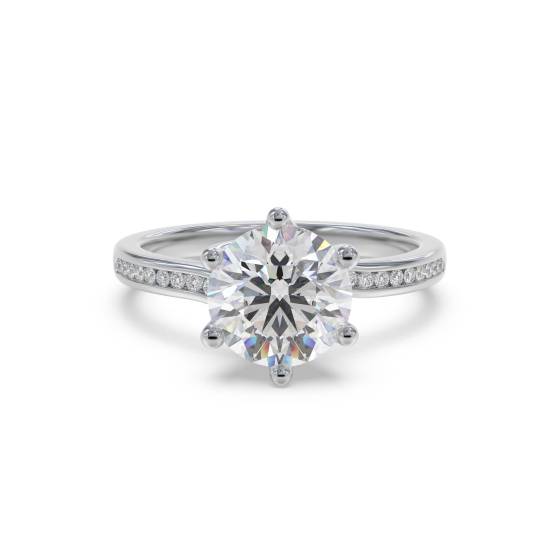 1.10ct SI2/F Round cut Natural Diamonds Shoulder Set Ring