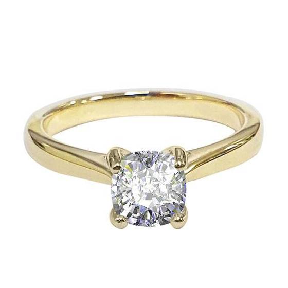 0.91ct SI2/G Cushion cut Natural Diamond Solitaire Ring
