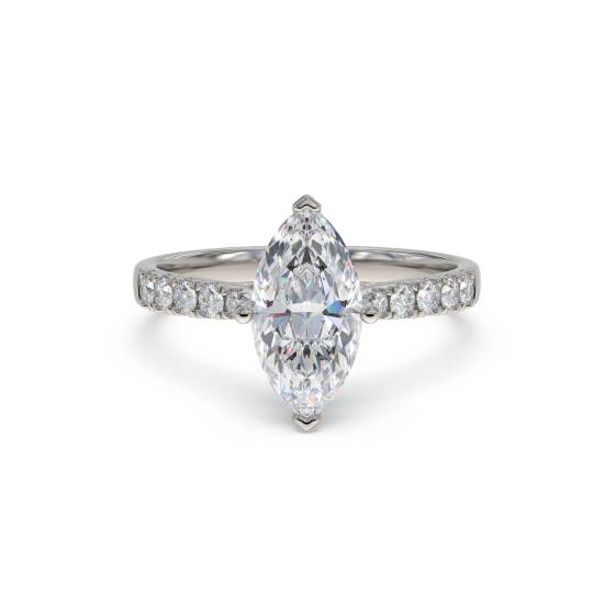 0.98ct VVS2/E Lab Grown Marquise Diamond Shoulder Set Ring in Platinum