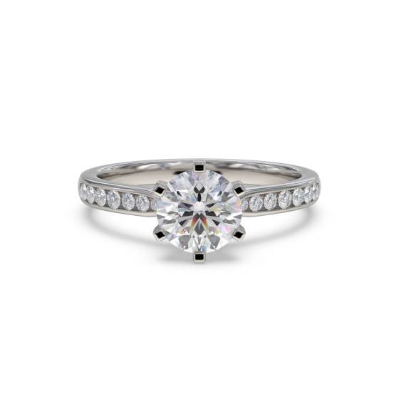 1.23ct VVS2/E Lab Grown Round Diamond Shoulder Set Ring in Platinum