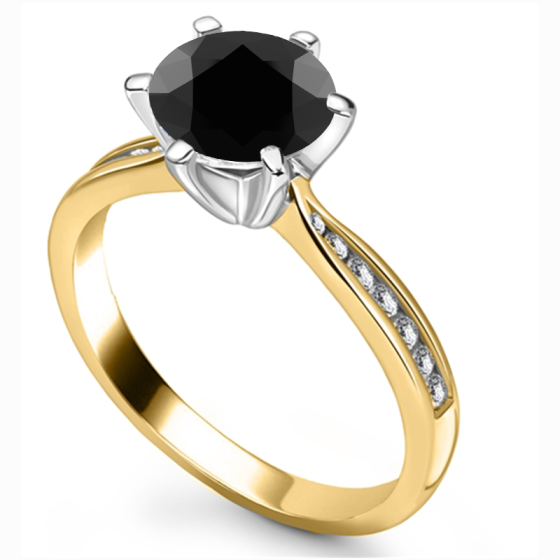 Black Diamond Shoulder Set Ring
