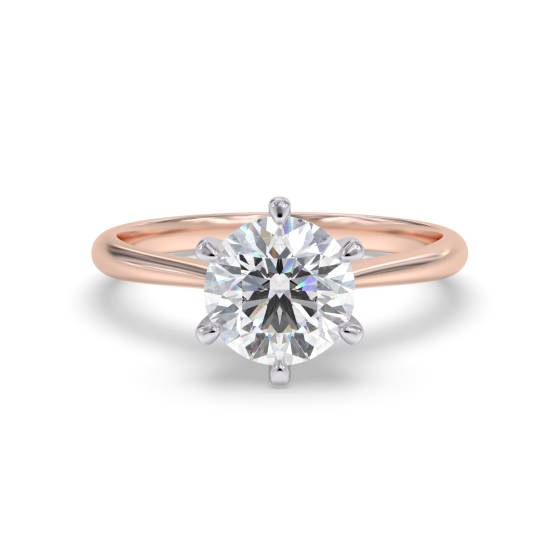 0.82ct VVS2/D Lab Grown Round Diamond Solitaire Ring in 18k Rose Gold/White Gold