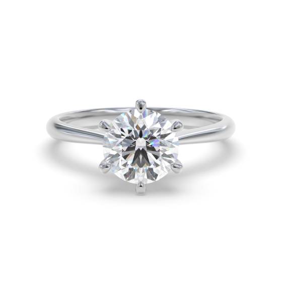 2.71ct VVS2/F Lab Grown Round Diamond Solitaire Ring in 18k White Gold