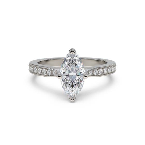 1ct VVS2/D Lab Grown Marquise Diamond Shoulder Set Ring in Platinum