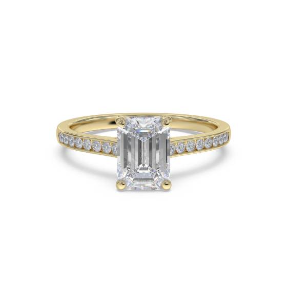 1.67ct VVS2/E Lab Grown Emerald Diamond Shoulder Set Ring in 18k Yellow Gold