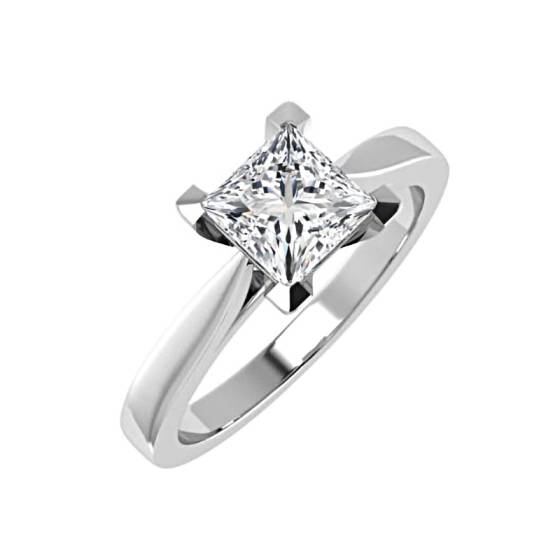 0.85ct VVS1/E Lab Grown Princess Diamond Solitaire Ring in Platinum