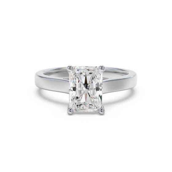 3.01ct VVS2/K Radiant Cut Natural Diamond Solitaire Ring