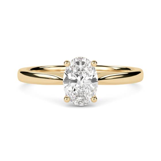 3.03ct VVS2/F Lab Grown Oval Diamond Solitaire Ring in 9k Yellow Gold