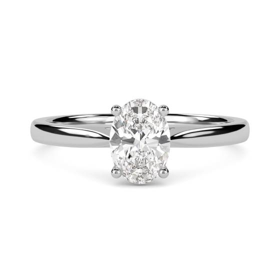 4.01ct VS1/D Lab Grown Oval Diamond Solitaire Ring in 9k White Gold