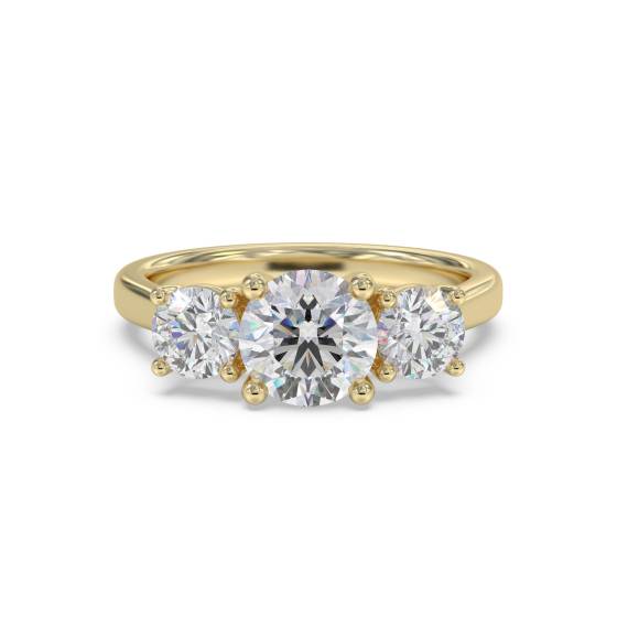 1.30ct VVS2/E Round Cut Natural Diamond Trilogy Ring