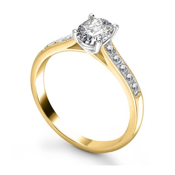 0.42ct VVS2/F Oval Cut Natural Diamond Shoulder Set Ring
