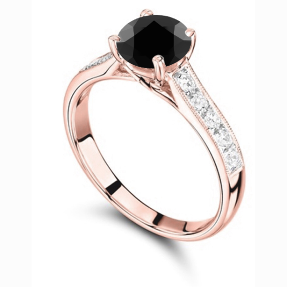 Black Diamond Shoulder Set Ring
