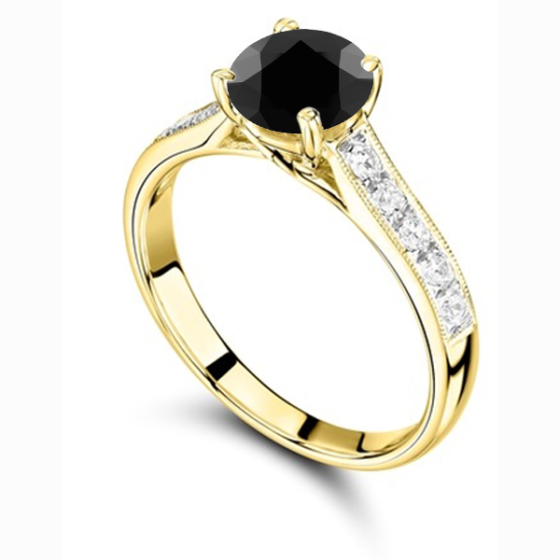 Black Diamond Shoulder Set Ring