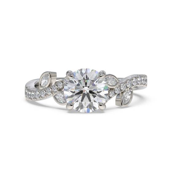 0.75ct VVS2/D Lab Grown Round Diamond Fancy Shoulder Set Ring in Platinum