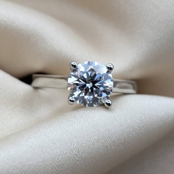 2.01ct VVS2/E Round Cut Lab Grown Diamond Solitaire Ring
