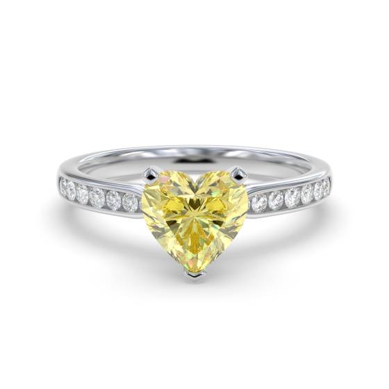 Fancy Yellow Heart Diamond Shoulder Set Ring