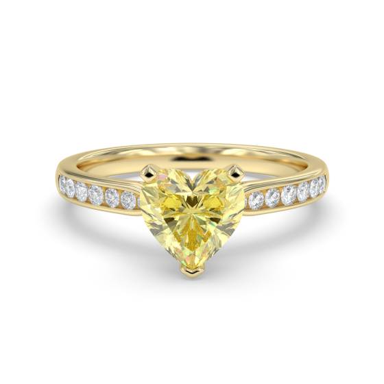Fancy Yellow Heart Diamond Shoulder Set Ring