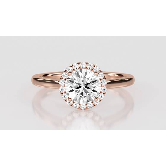 1.11ct VVS2/D Lab Grown Round Diamond Halo Ring in 18k Rose Gold