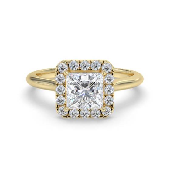 0.50ct VS2/D Princess Cut Natural Diamond Halo Ring