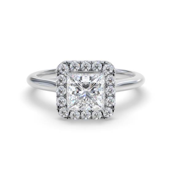 1.50ct SI2/F Princess cut Natural Diamonds Halo Ring