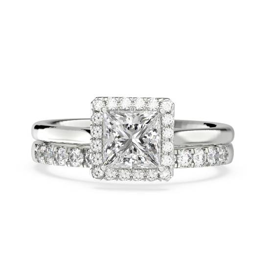 Princess Diamond Halo Bridal Set