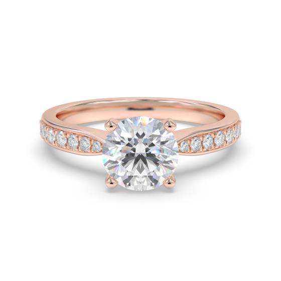 1.24ct VVS2/D Lab Grown Round Diamond Shoulder Set Ring in 18k Rose Gold