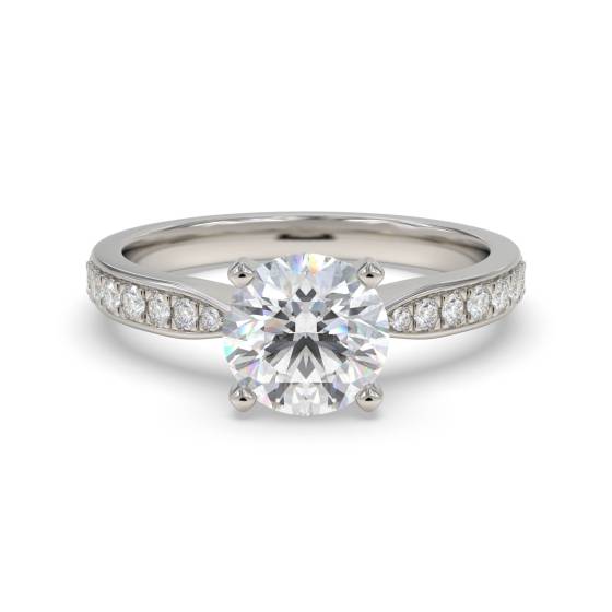 1.13ct VVS2/D Lab Grown Round Diamond Shoulder Set Ring in Platinum