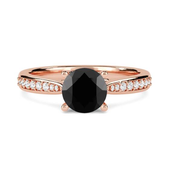 Black Diamond Shoulder Set Ring