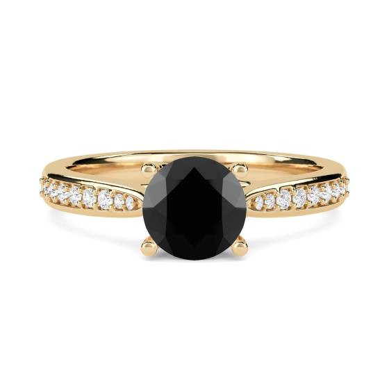 Black Diamond Shoulder Set Ring