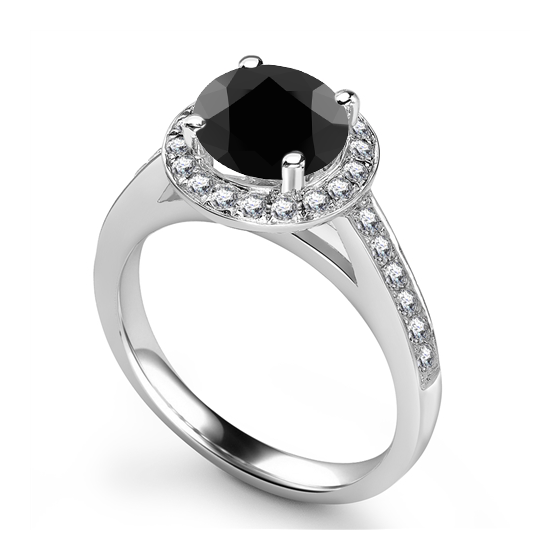 Black Diamond Shoulder Set Ring