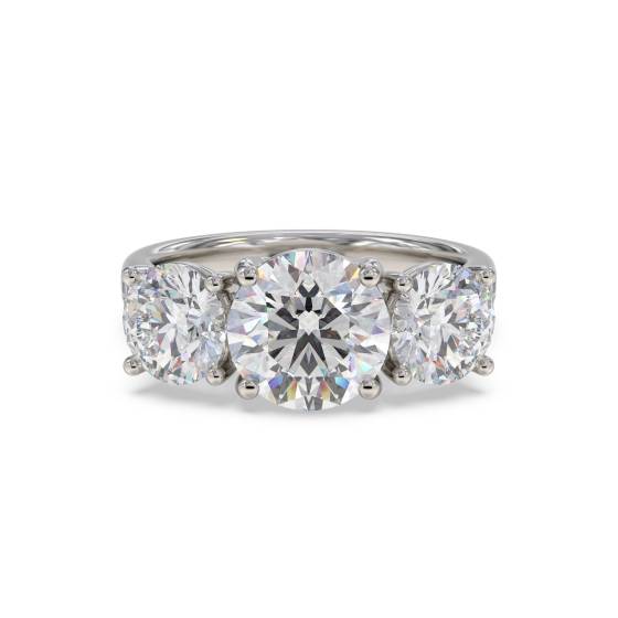 3 Stone Diamond Ring With Shoulder Diamonds
