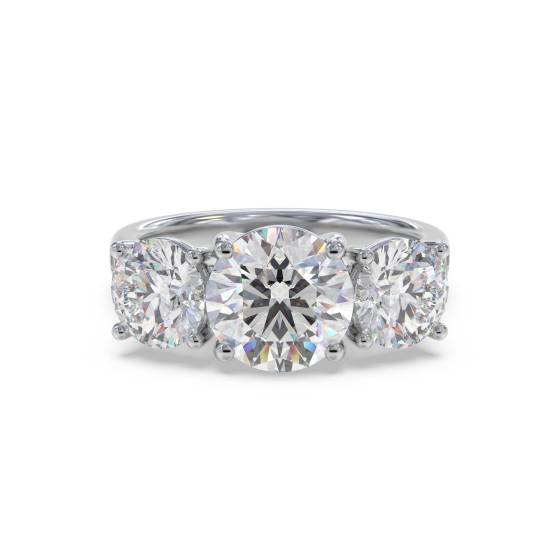 3 Stone Diamond Ring With Shoulder Diamonds