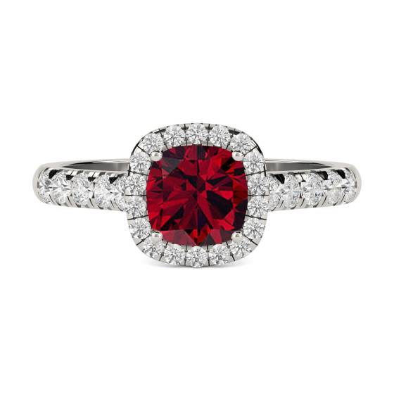 Ruby and Diamond Halo Ring