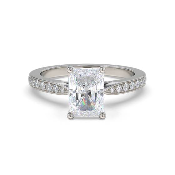 4.93ct VVS2/F Lab Grown Radiant Diamond Shoulder Set Ring in Platinum