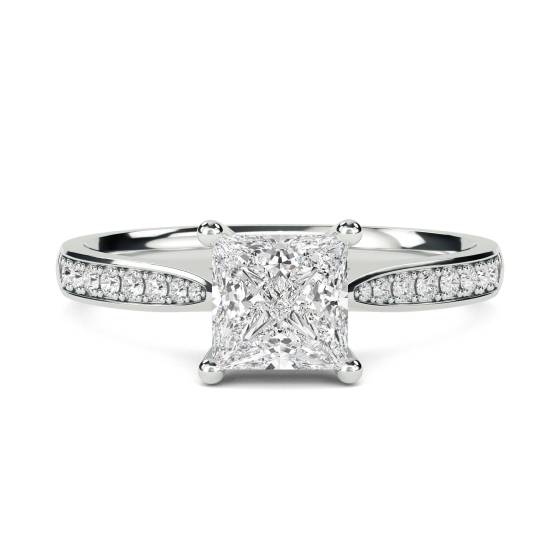 0.50ct SI2/G Princess Cut Labgrown Diamond Shoulder Set Ring