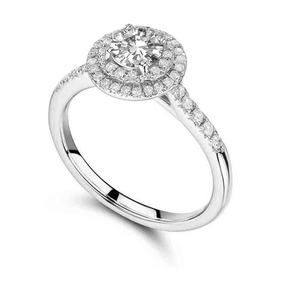 1.44ct VVS1/D Lab Grown Round Diamond Shoulder Set Ring in 18k White Gold