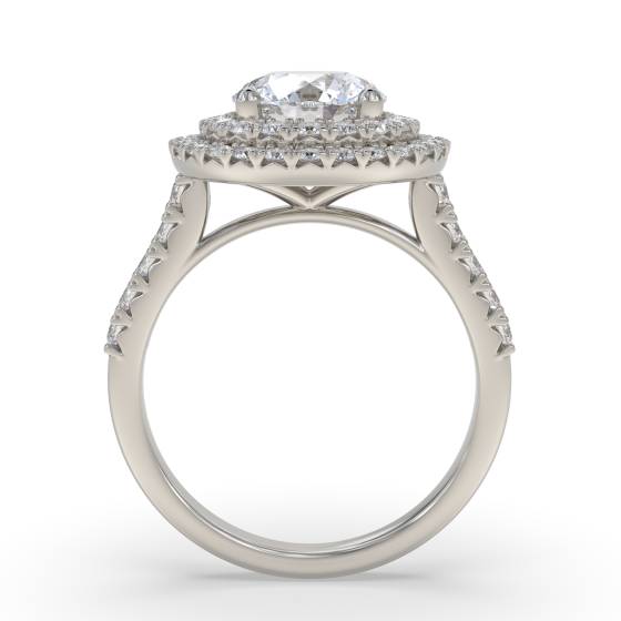 1.43ct VVS2/D Lab Grown Round Diamond Shoulder Set Ring in 18k Yellow Gold