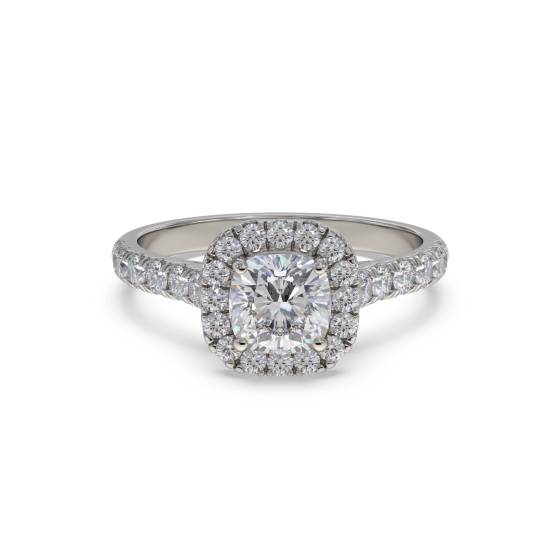 Cushion Diamond Single Halo Shoulder Set Ring