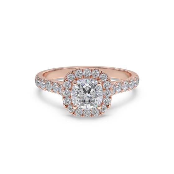 Cushion Diamond Single Halo Shoulder Set Ring