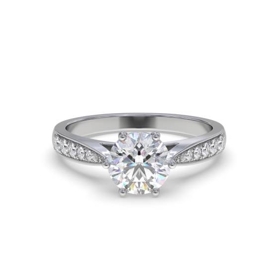 Round Diamond Shoulder Set Ring