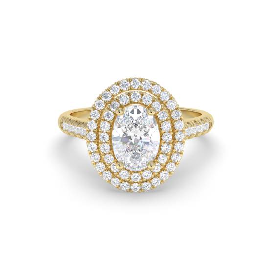 Oval Diamond Double Halo Shoulder Set Ring