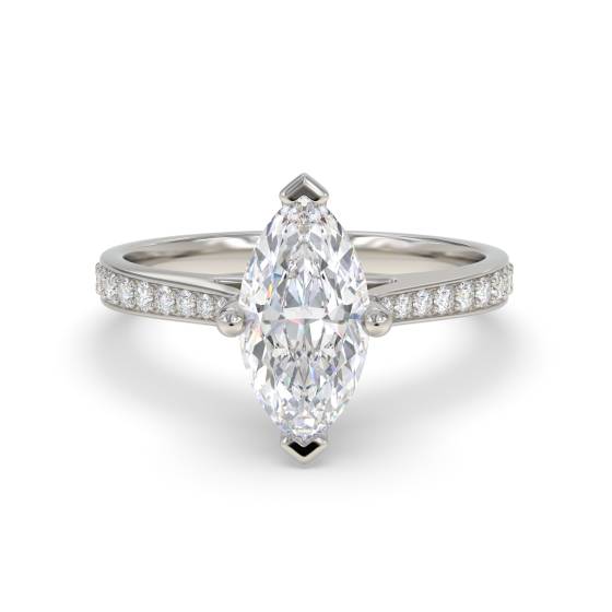 1.01ct VVS2/D Lab Grown Marquise Diamond Shoulder Set Ring in Platinum